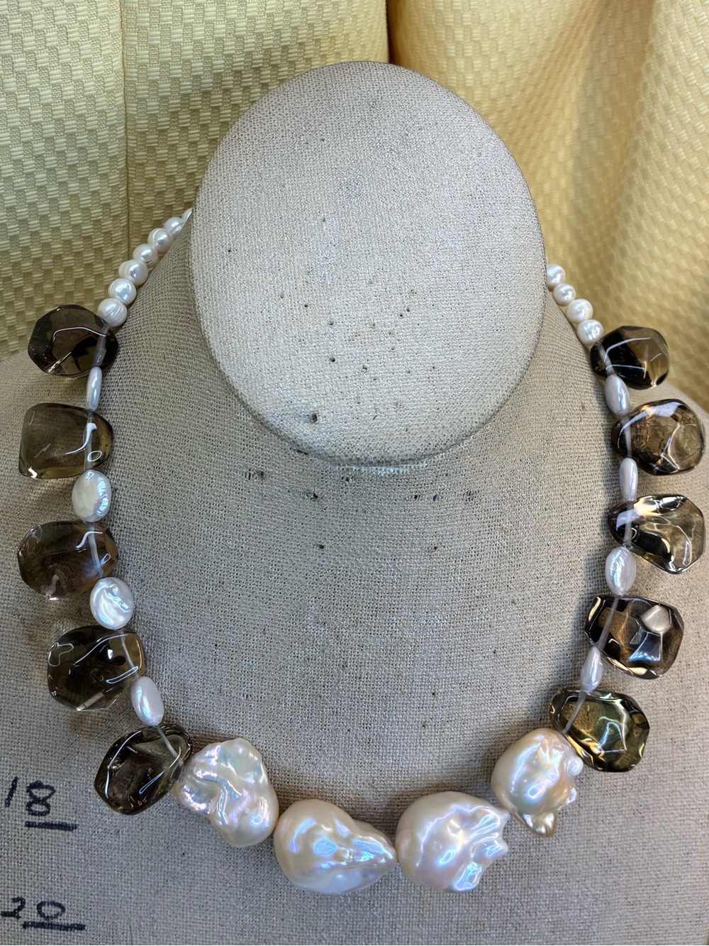 Artisan CreamBaroque Pearl & Smoky topaz Statement Necklace